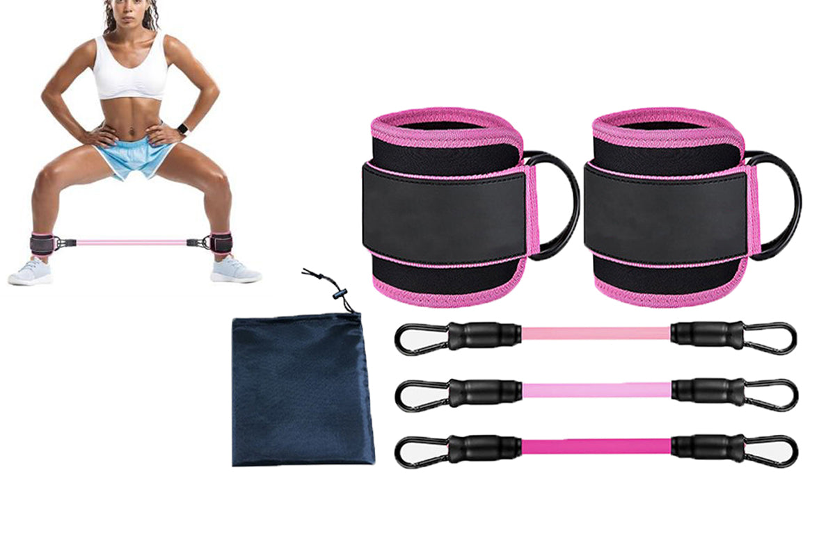 Ankle Resistance Bands With Cuffs TPE Booty Workout Equipment For Working Out-Pink