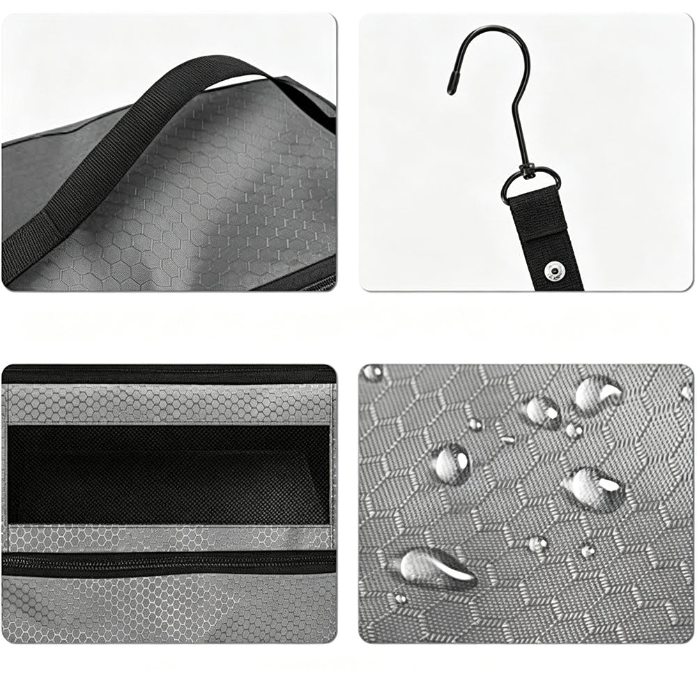 Large Hanging Travel Organizer with 4 Compartments - Grey