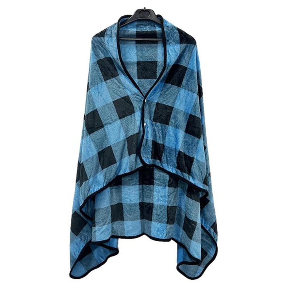 3-in-1 Travel Plane Shawl Blanket Multi-Functional Pillow Cloak Blue