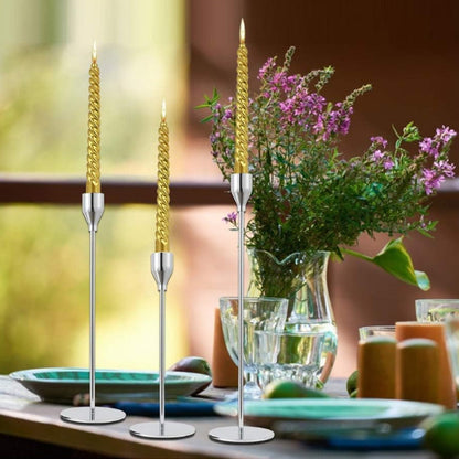 3Pcs Set Metal Candle Holders Taper Decorative Candlestick Holders for Wedding Dinning Party Silver