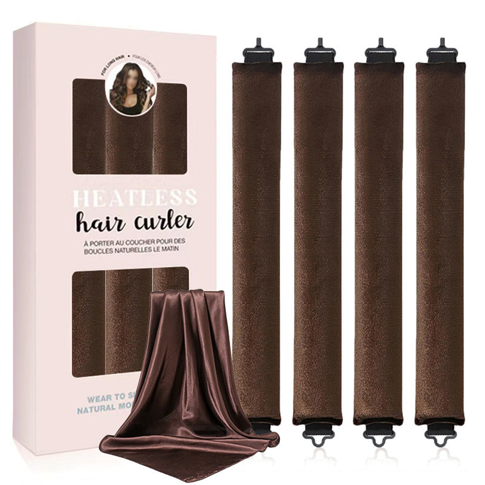 4PCS Heatless Hair Curlers Set for Overnight Styling No-Damage Hair Tools Coffee
