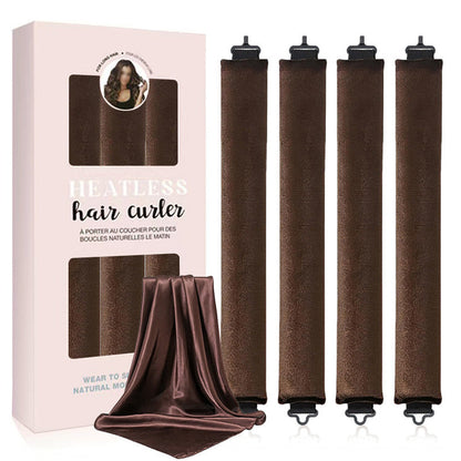 4PCS Heatless Hair Curlers Set for Overnight Styling No-Damage Hair Tools Coffee