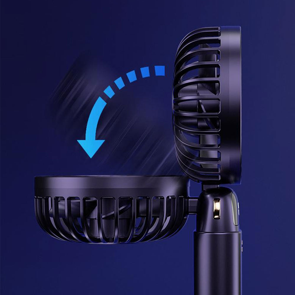 Portable Handheld Fan with LED Display 5-Speed Cooling Hand Fan Foldable for Outdoor Travel Camping Blue