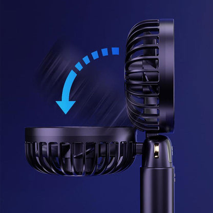 Portable Handheld Fan with LED Display 5-Speed Cooling Hand Fan Foldable for Outdoor Travel Camping Blue