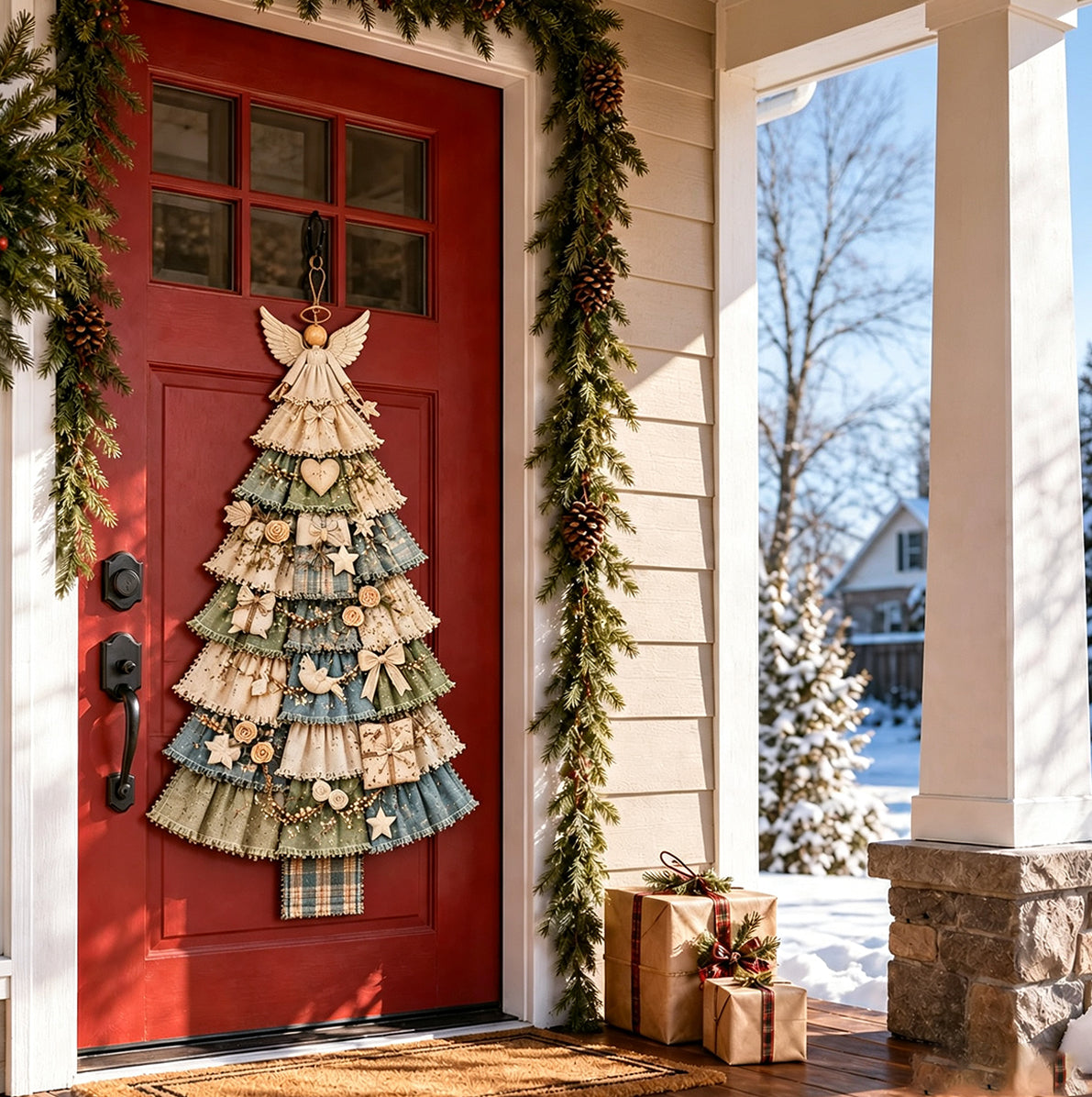 Christmas Tree Door Hanging Kit DIY Quilted Ornament - White