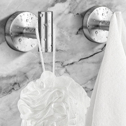 2Pcs Set Bathroom Towel Hook Wall Mounted Robes Holder Stainless Steel Clothing Hanger Silver