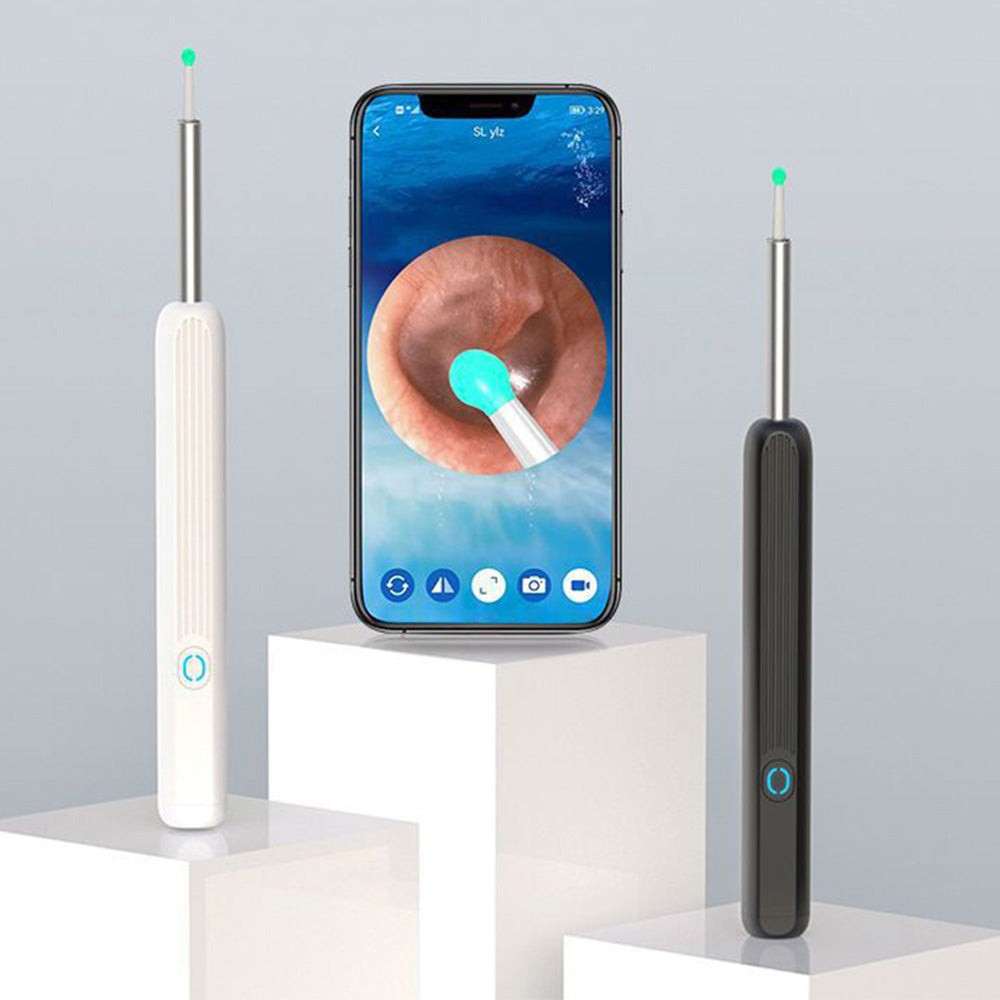 Wireless WiFi Ear Wax Removal Kit with HD Camera 360 Degree Visual Ear Cleaner-White