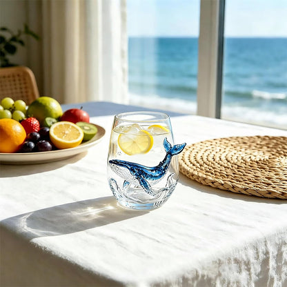 3D Ocean Animal Glass 350ml Borosilicate Wine Glass - Whale