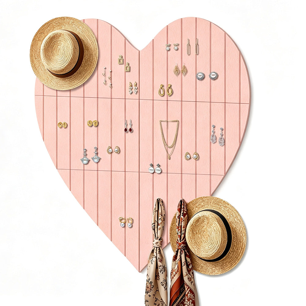 Heart Shaped Felt Photo Message Display Board - Pink