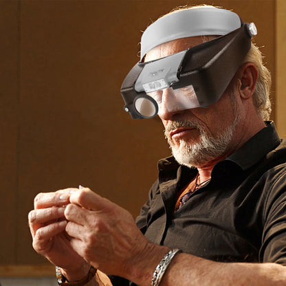 Magnifying Glass Lens with LED Light Lamp Visor Head Loupe Jeweler Headworn Magnifier