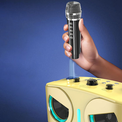 Wireless Bluetooth Karaoke Speaker with 2 Microphone Home KTV Set Gold