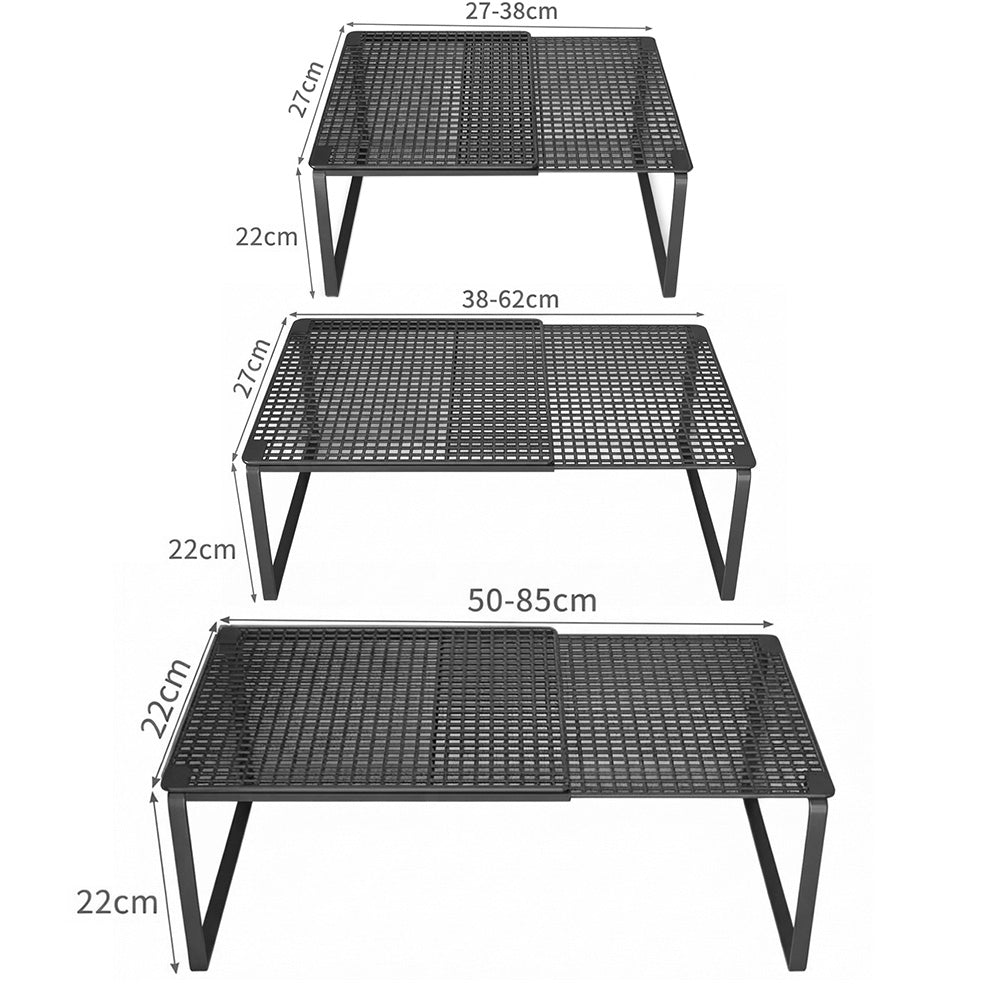 Expandable Carbon Steel Closet Shelf and Adjustable Storage Rack - Black