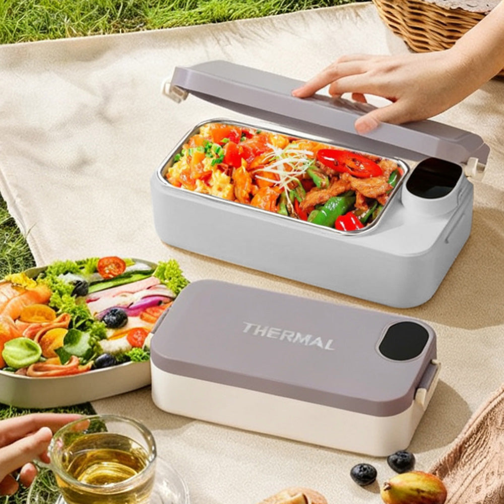 900ml Stainless Steel Heated Lunch Box -Grey
