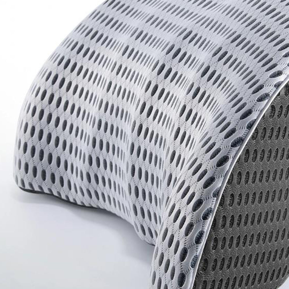 2Pcs Set Lumbar Neck Support Pillow Memory Foam Cushion for Car Office Chair Seat Gray Combo