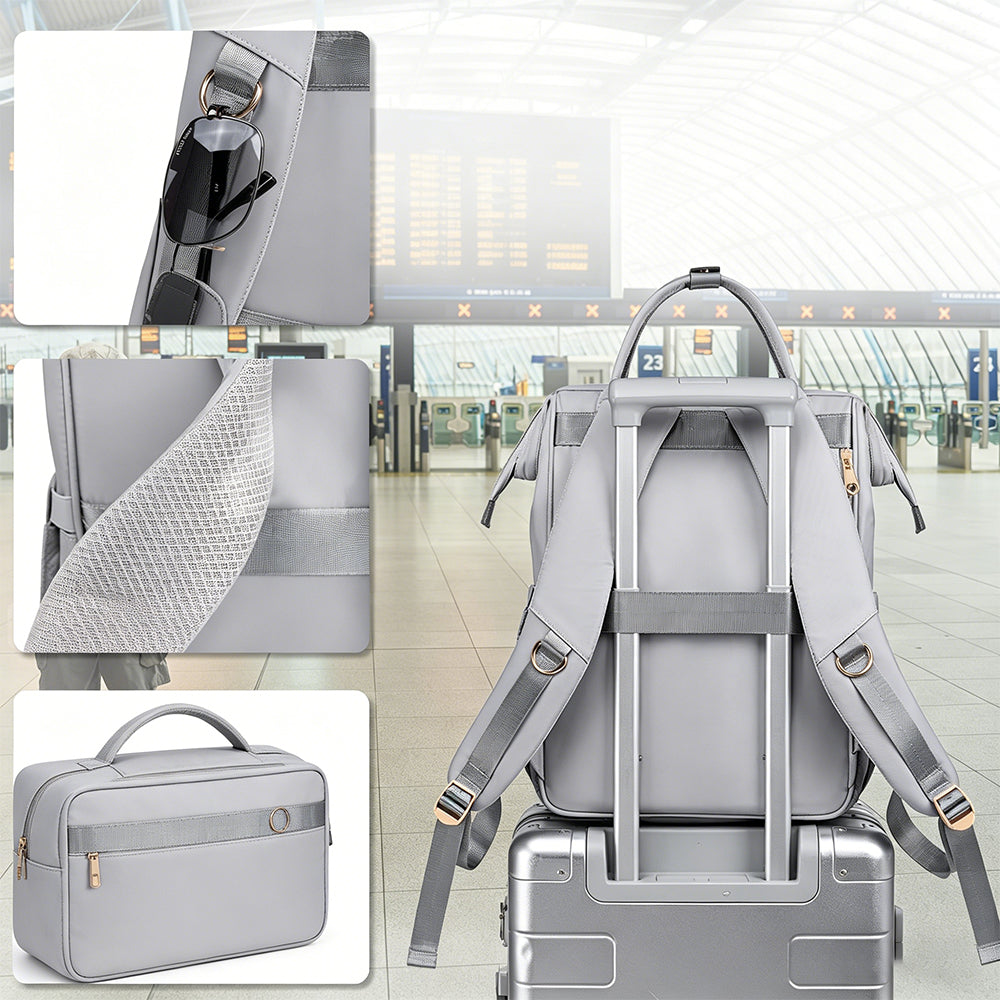 2-in-1 Lunch Backpack For Women Laptop Backpacks Travel Backpacks-Grey