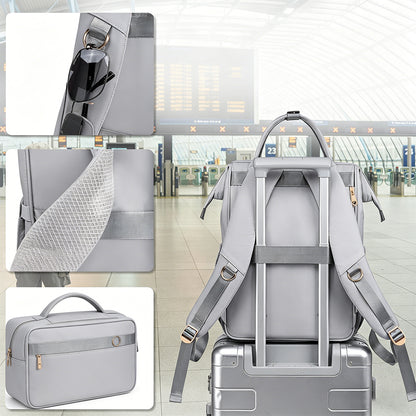 2-in-1 Lunch Backpack For Women Laptop Backpacks Travel Backpacks-Grey