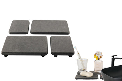 4Pcs Water Absorbent Diatomite Trays Non-Slip Fast-Drying Sink Diatomite Coasters-Deep Gray