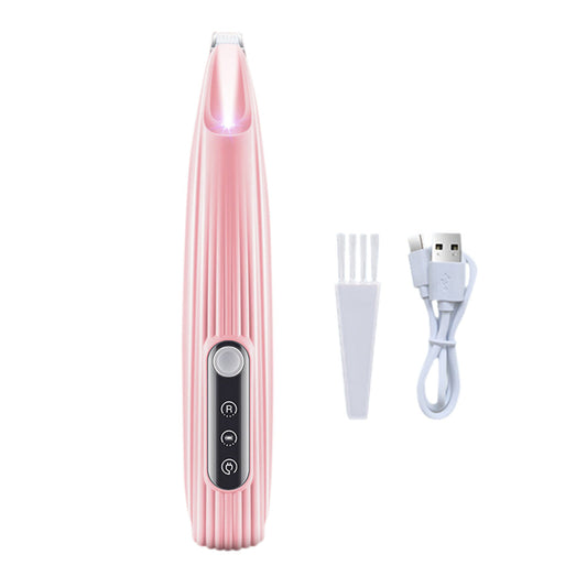 Dog Paw Trimmer with LED Light Rechargeable Pet Hair Clippers for Small Dogs Cats Pink