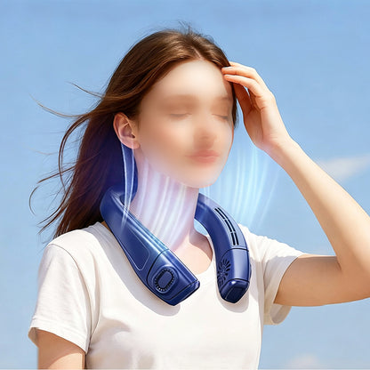 Wearable Neck Fan with Semiconductor Cooling - Blue