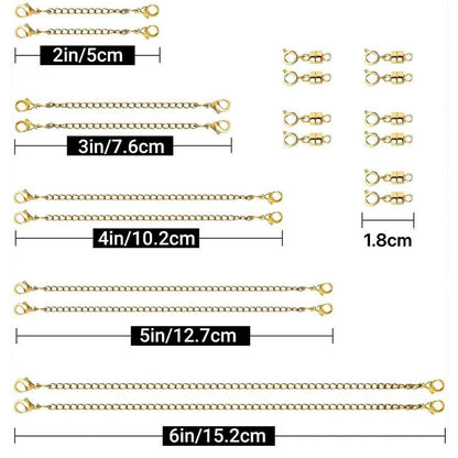 20Pcs Set Necklace Extenders and Clasps for Bracelet Chain Extension Jewelry Repair Kit Gold