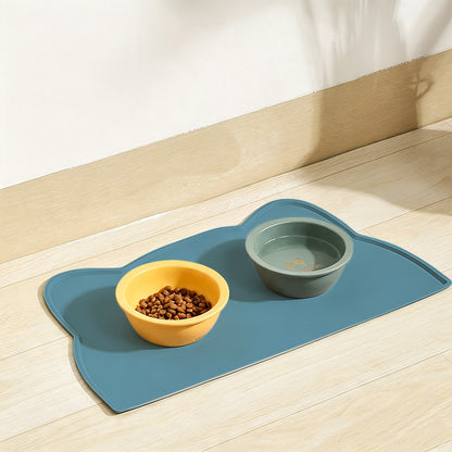 Silicone Pet Feeding Mat with Raised Spill Edge - Blue