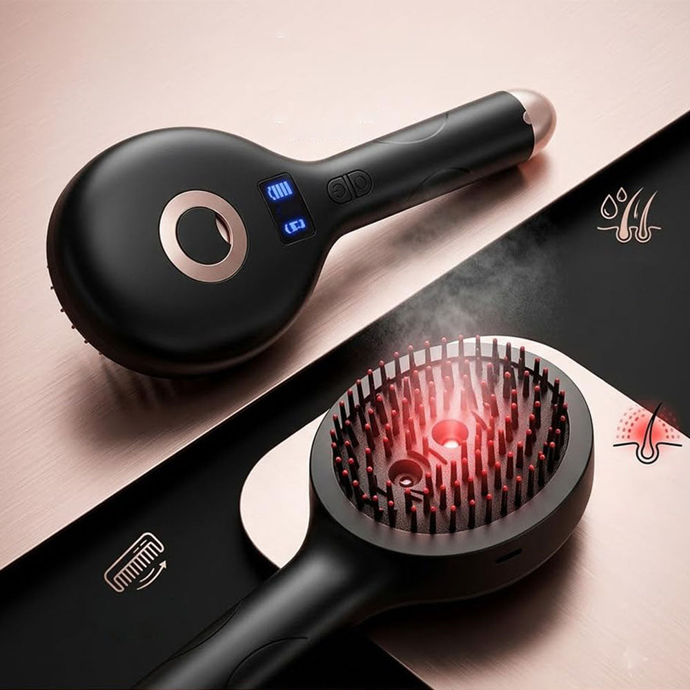3 in 1 Electric Spray Hair Comb with Mist Function-Black