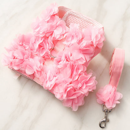 Pet Dog Harness with Leash Set-Small Pink