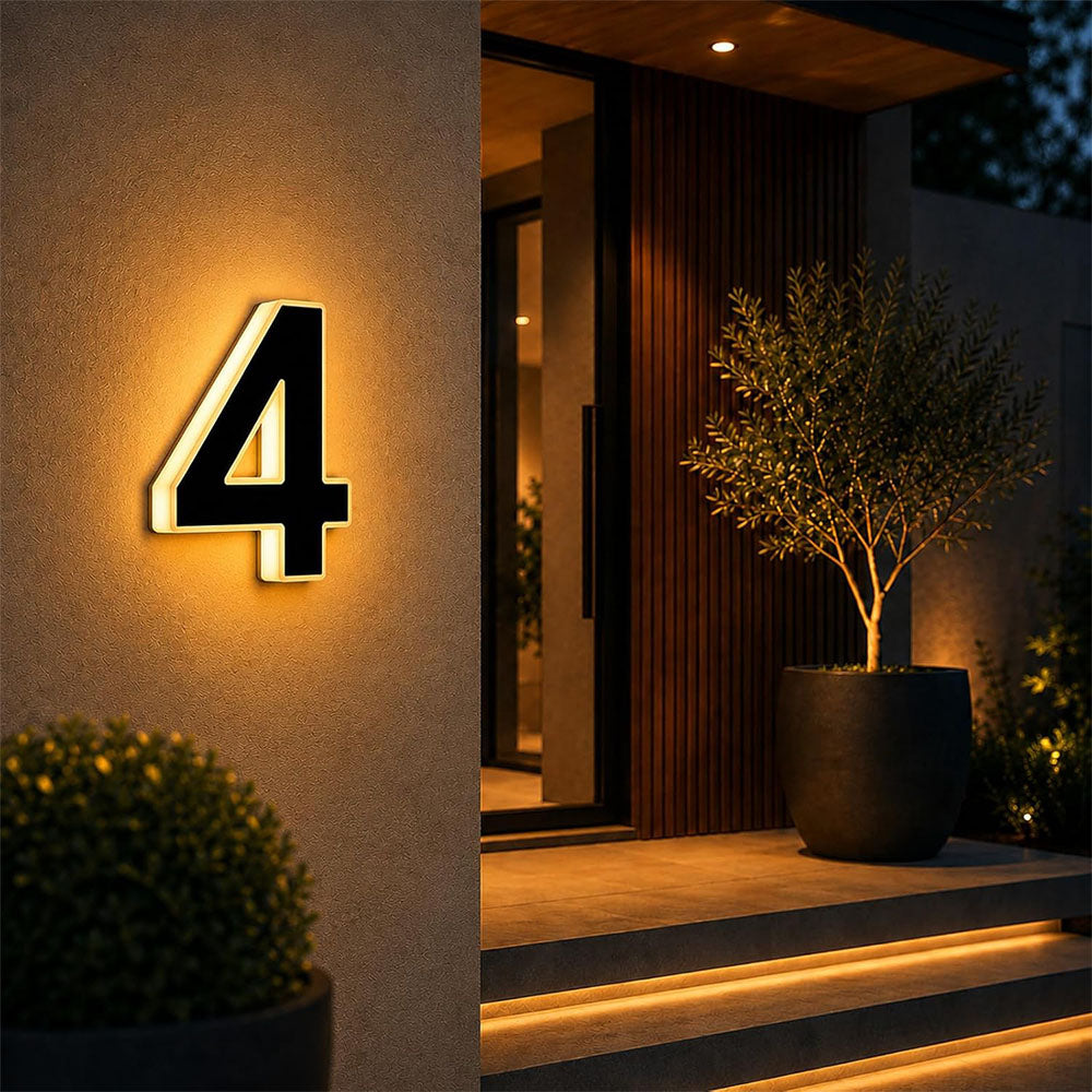 Solar Illuminated Address Sign with Light -Number 4