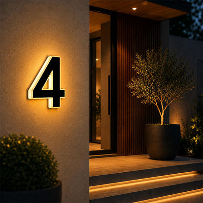 Solar Illuminated Address Sign with Light -Number 4