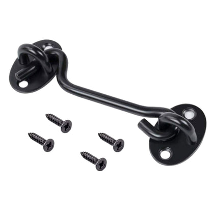 2Pcs Set Window Barn Door Latch Cabin Hook and Eye Brass Gate Shed Lock Black