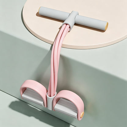 8-Tube Ab Exercise Equipment with Pedal and Resistance Band-Pink