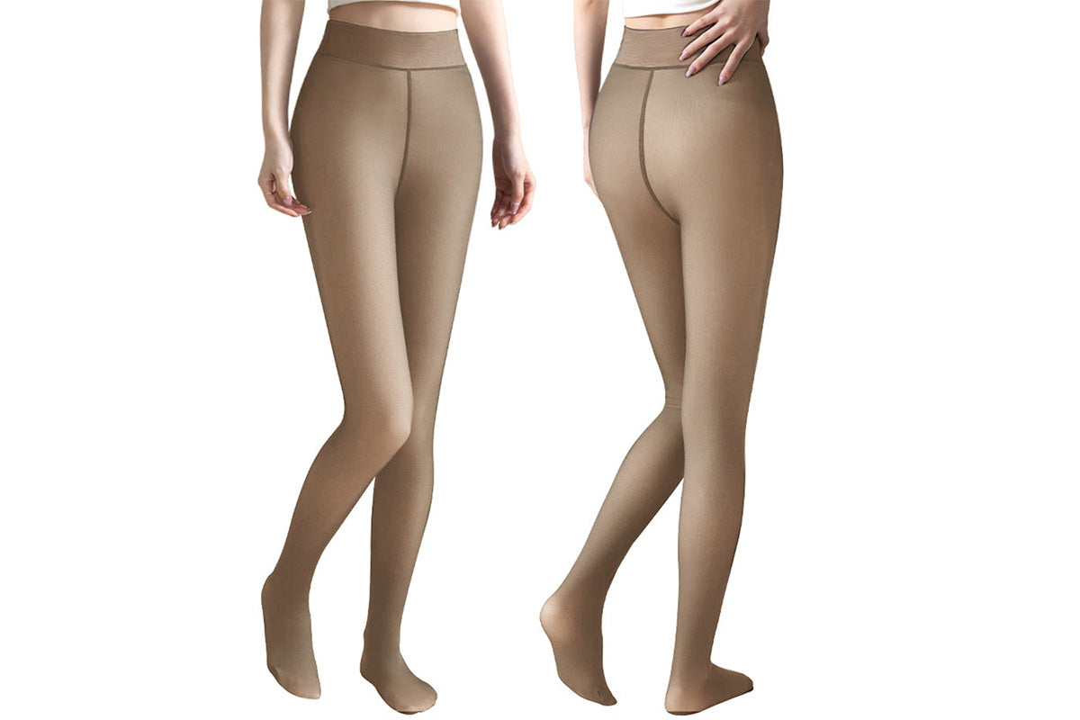 Plus Size Sheer Tights Thermal Pantyhose Bare Legs Illusion Warm - Coffee