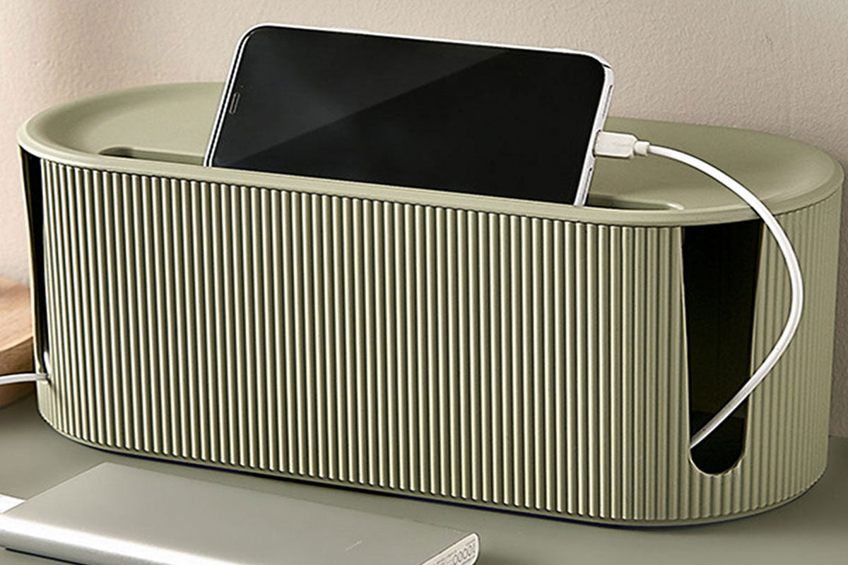 2Pcs Cable Storage Box Wire Management Case Power Plug Socket Organizer Box-Green