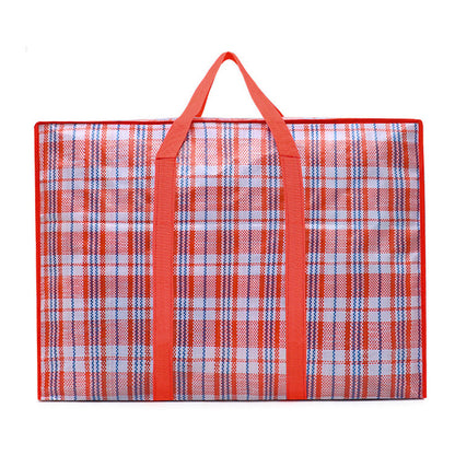 Large Stripe Storage Tote Bag Zipper Moving Bag Packing Supplies for Clothes Blanket Bedding Red