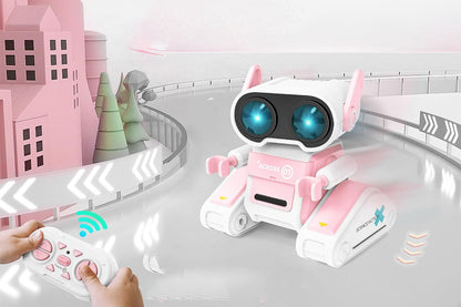 Remote Control Robot Toys RC Robots with LED Eyes Flexible Head Arms Music Dance Moves Christmas Gift Birthday-Pink