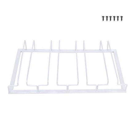 4-Slot Wine Glass Rack Holder Hanging Under Cabinet Stemware Storage Hanger for Kitchen Bar White