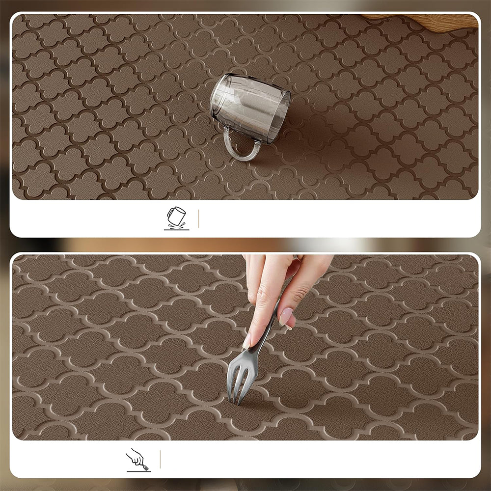 2Pcs PVC Kitchen Mat Set-Brown