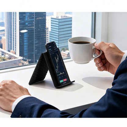 Portable Silicone Phone Stand Desk Holder for Office Travel Airplane-Black