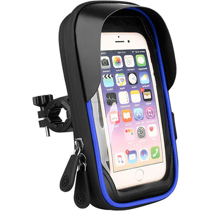 Waterproof Bike Phone Holder Fully Enclosed Touch Sensitive Bike Handlebar Phone Mount-Blue