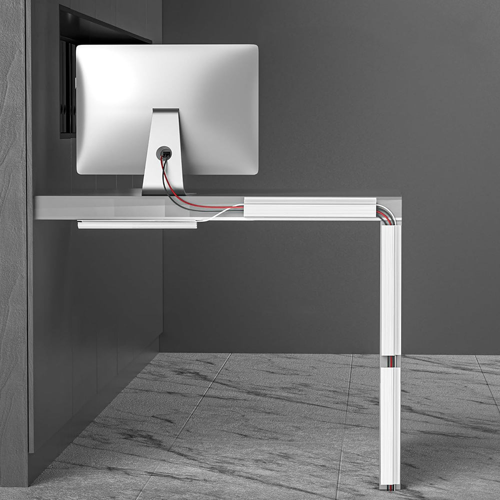 40cm Under Desk Cable Management ¨C Adhesive Mount Cord Organizer for Desk White