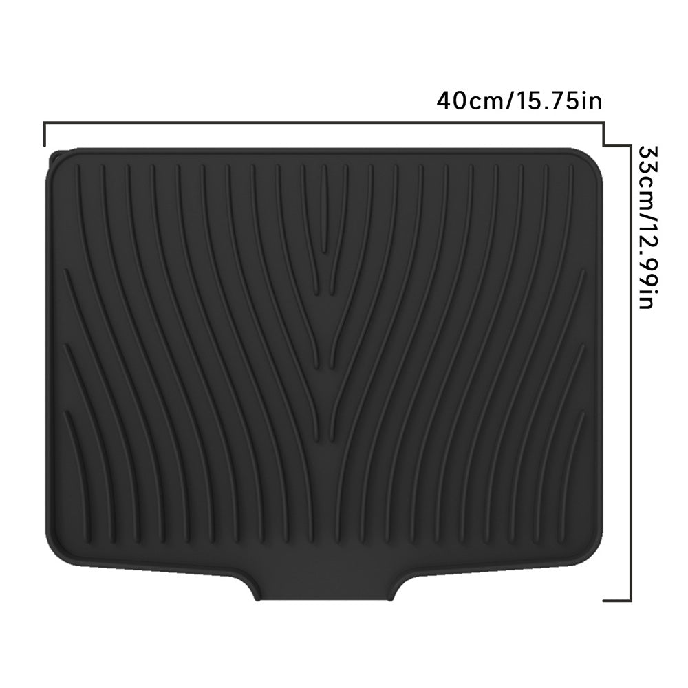 Silicone Dish Drying Mat for Kitchen Counter Non-Slip Drain Pad Black