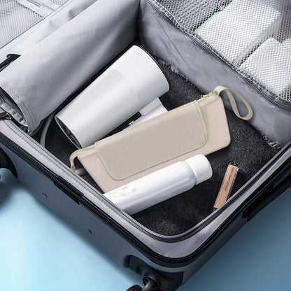 Portable Hair Tools Organizer Travel Bag withHeat Resistant Mat for Flat Irons Hair Straighteners Beige