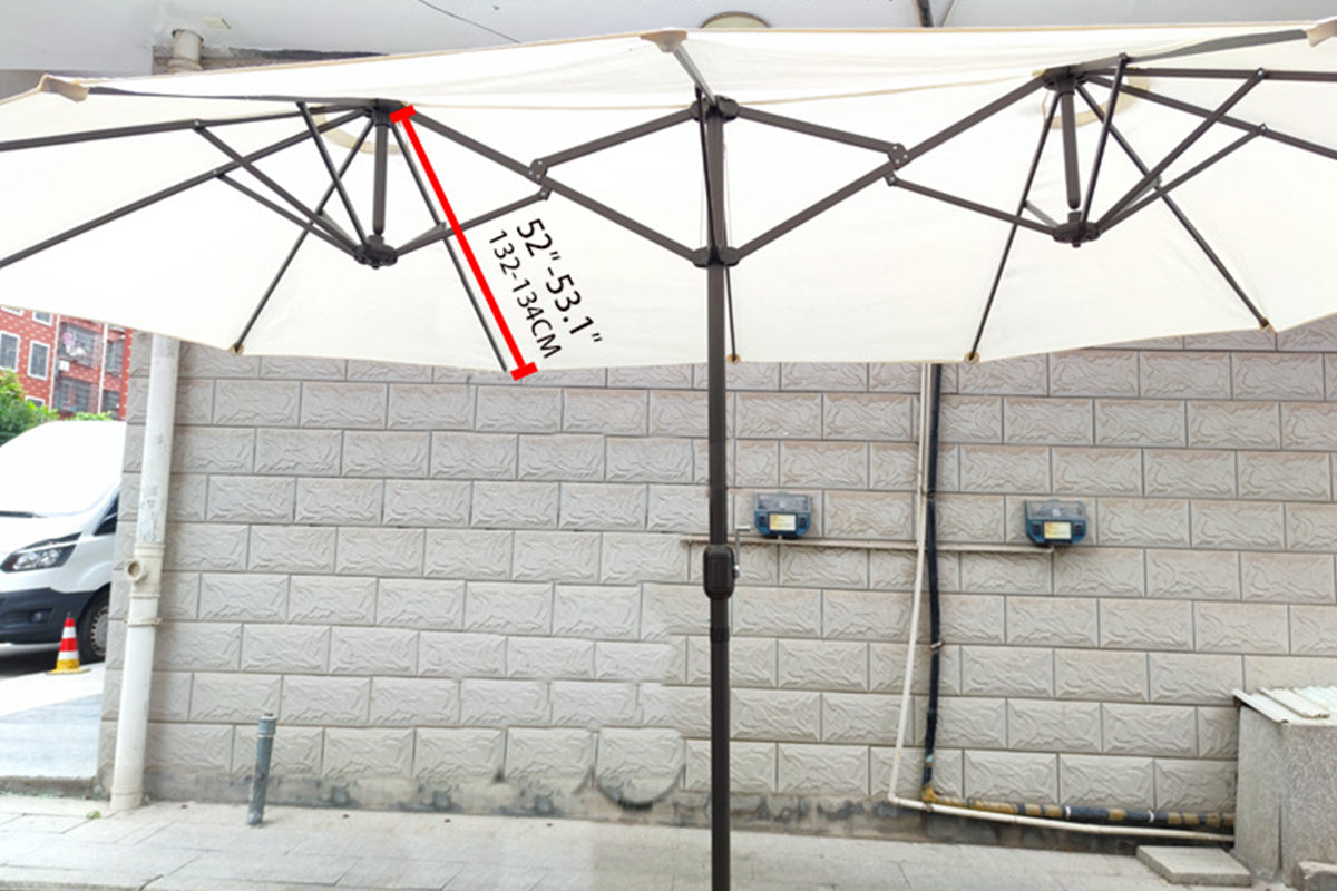 2.7M Waterproof Umbrella Replacement Canopy Top Cover For 12 Ribs Sunscreen Garden Three Heads Patio Umbrella Replacement Cloth-Beige