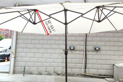 2.7M Waterproof Umbrella Replacement Canopy Top Cover For 12 Ribs Sunscreen Garden Three Heads Patio Umbrella Replacement Cloth-Beige