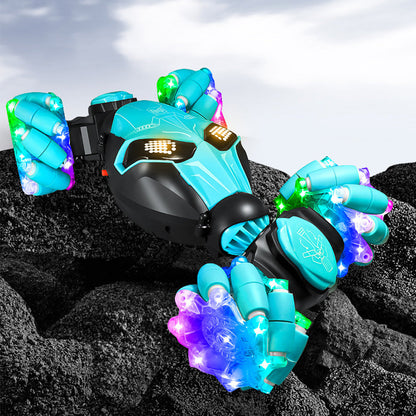 4WD Gesture Sensing RC Stunt Car with Drift Lights & Music Hand-Controlled Toy Blue
