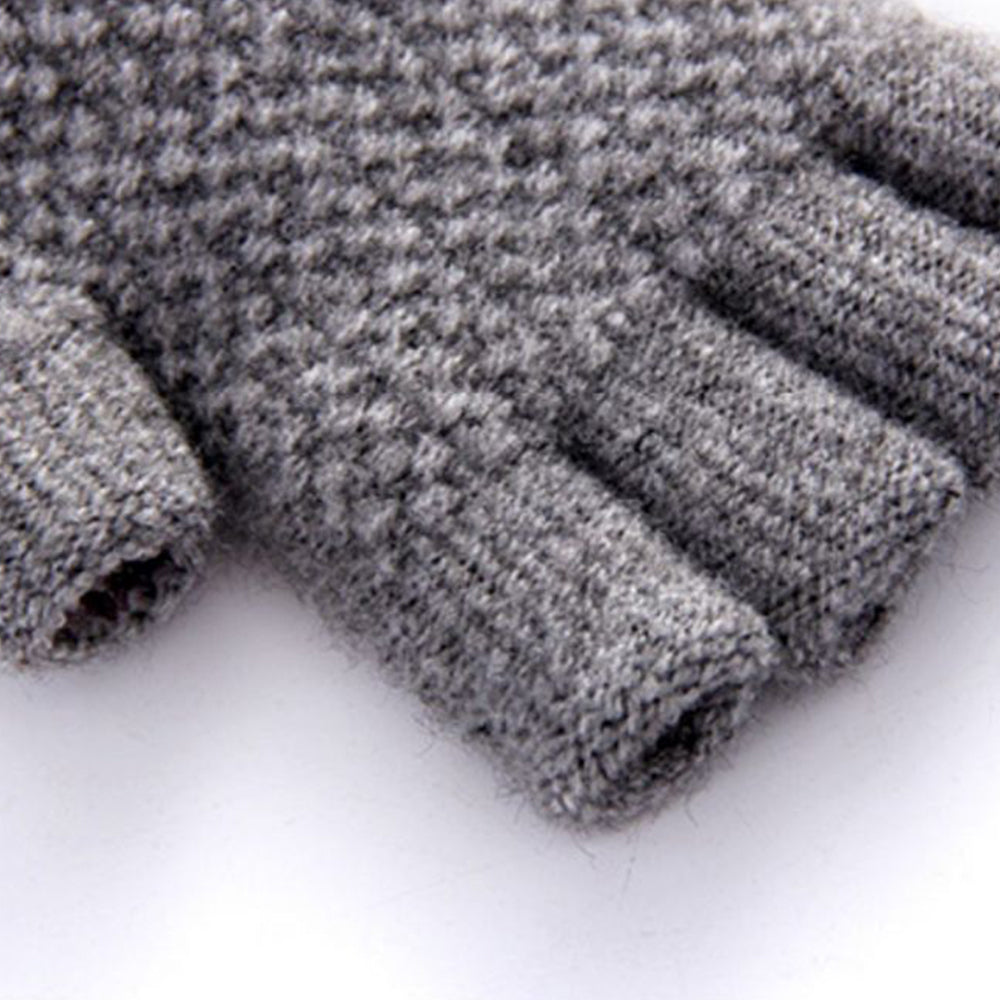 Winter Warm Fingerless Gloves Thermal Half Finger Knitted Mittens Light Grey