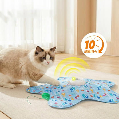 Interactive Cat Toy with Hide and Seek Feather-Blue