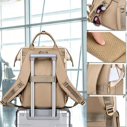 2-in-1 Laptop Backpack with Lunch Bag-Khaki