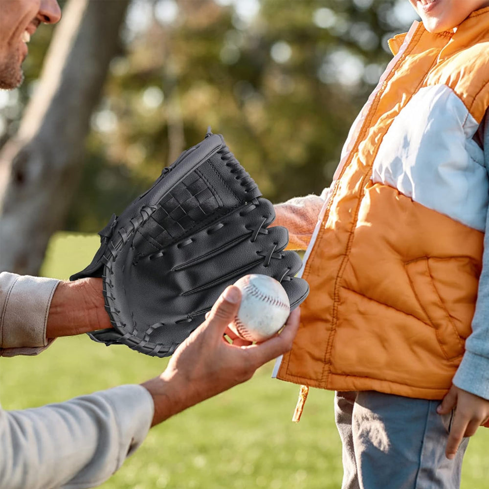 1X Baseball Glove Softball Training Mitt Left Hand Gloves for Children Adult Black