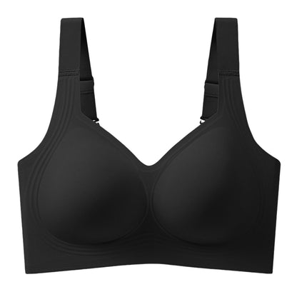 Seamless Wireless Plus Size Bra Full Coverage Comfortable Everyday Support for Women-Black